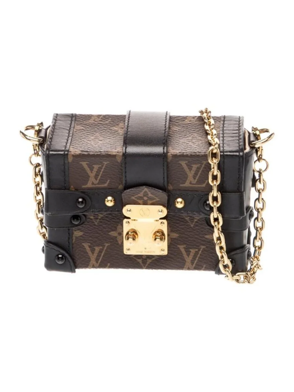 Louis Vuitton Monogram Essential Trunk NM Chain Shoulder Bag Brown, lux